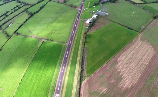 Ballyboy Airfield's tarmac runways pictured from the air